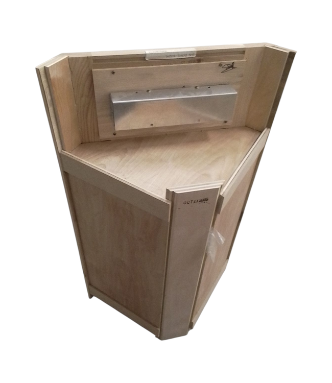 44109 2- Light Mirrored Light Oak Bathroom Corner Cabinet