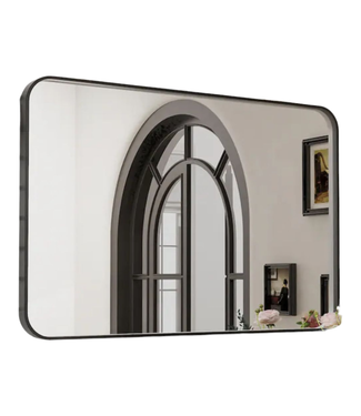 44157 Waterpark 48"W Black Framed Bathroom Vanity Mirror