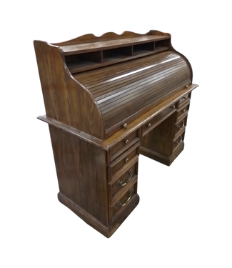 44182 Antique-Style Solid Wood Roll Top Desk