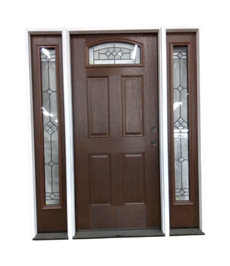 44187 Dark Red Wood Grain Entryway Door System 69"W