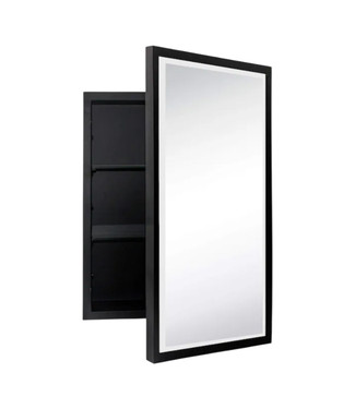 44314 Tehome 16"W Black Mirrored Medicine Cabinet