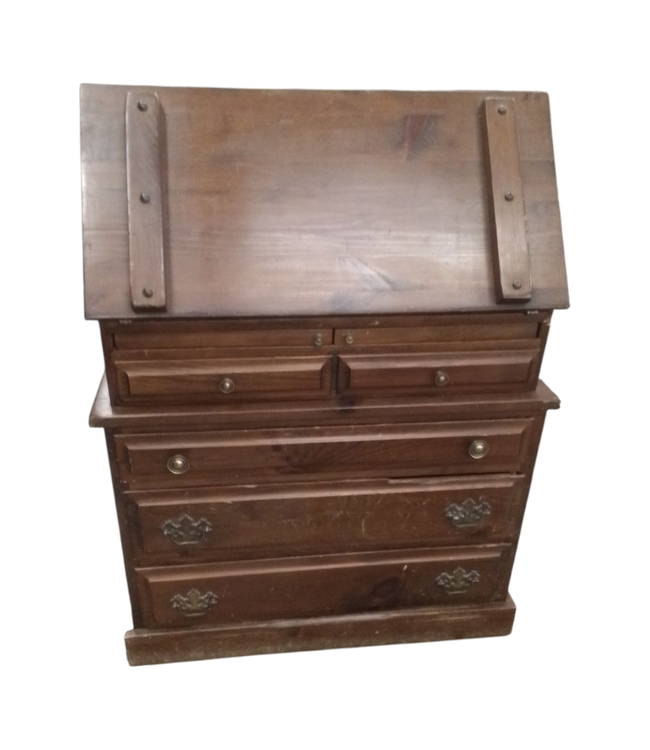 44429 Vintage Pine Wood Secretary Desk