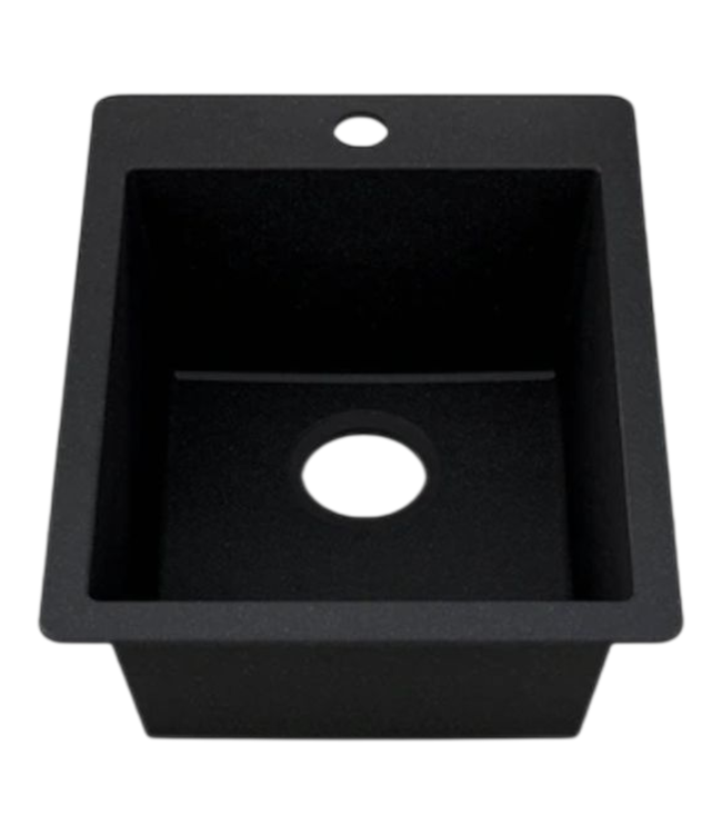 44464 Allen + Roth Black Granite Single Bowl Drop In Sink