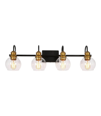 44561 Xelrion 4-Light Gold Bathroom Vanity Light 29.5-in W
