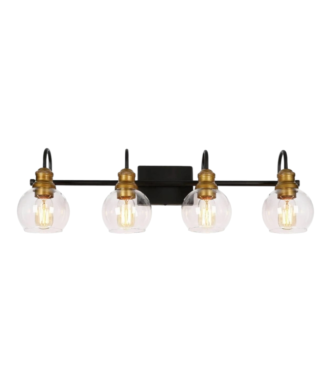 44561 Xelrion 4-Light Gold Bathroom Vanity Light 29.5-in W