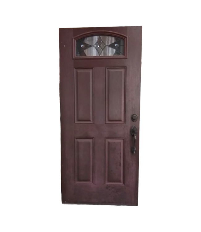 44570 Prehung 1/4 Lite 5-Panel Brown Exterior Door 36"W