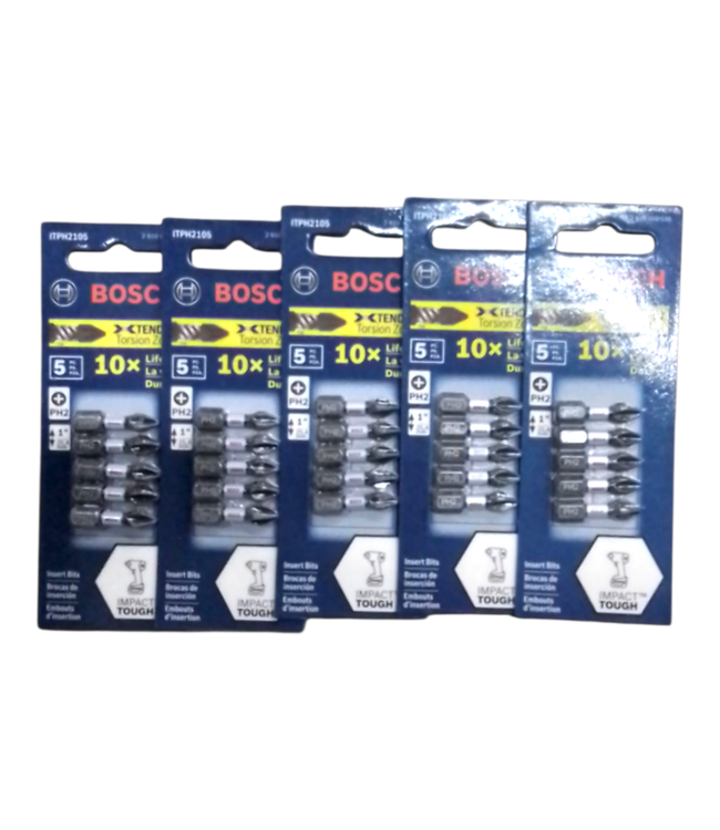 44660 Bosch Impact Tough 1" Phillips #2 Insert Bits 5x5-Pack