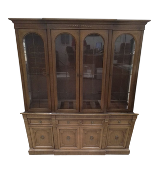 44714 4-Door Birch 2 Piece Hutch With Pecan Finish