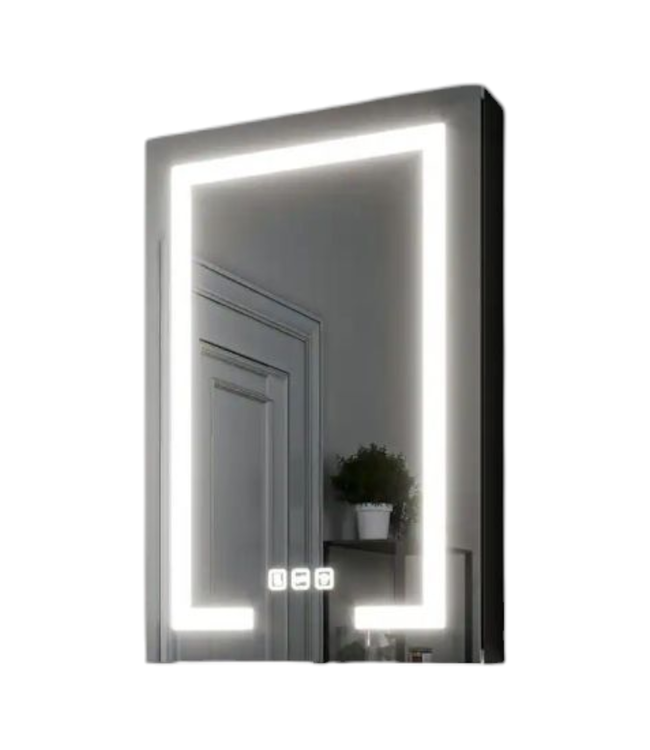 44723 Toolkiss Black Aluminum Lighted Medicine Cabinet