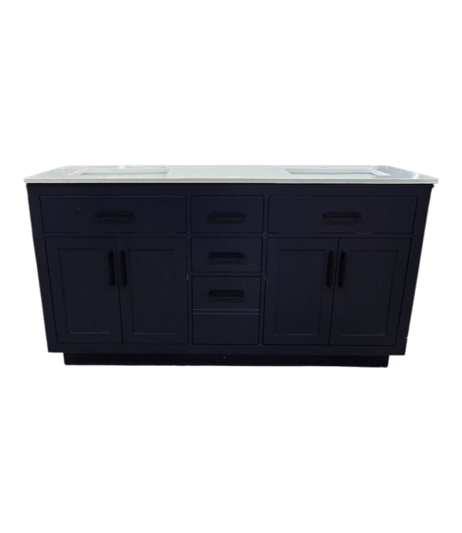 44829  Wyndham French Navy Double Sink Bathroom Vanity 66"W