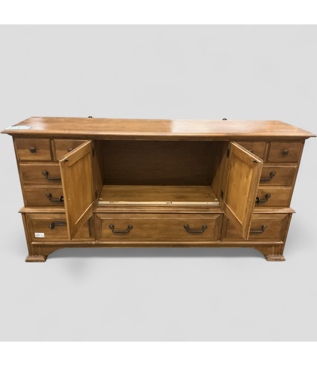 45423 Farmhouse Golden Pecan Cabinet Chest 70"W