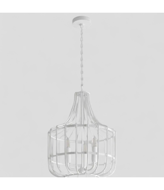 45432 Allen + Roth Elmwood 3-Light Distressed White Chandelier