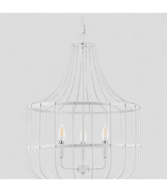 45432 Allen + Roth Elmwood 3-Light Distressed White Chandelier
