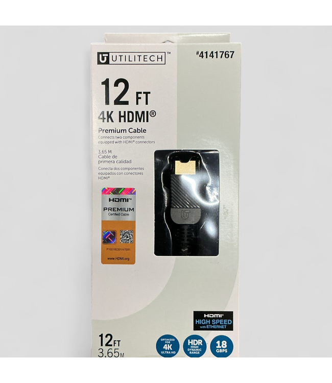 45932 Utilitech 12 Ft 4K HDMI Premium Cable
