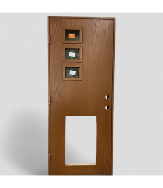 46087 Prehung Fiber Classic Oak 3-Lite Exterior Door 32 x 80