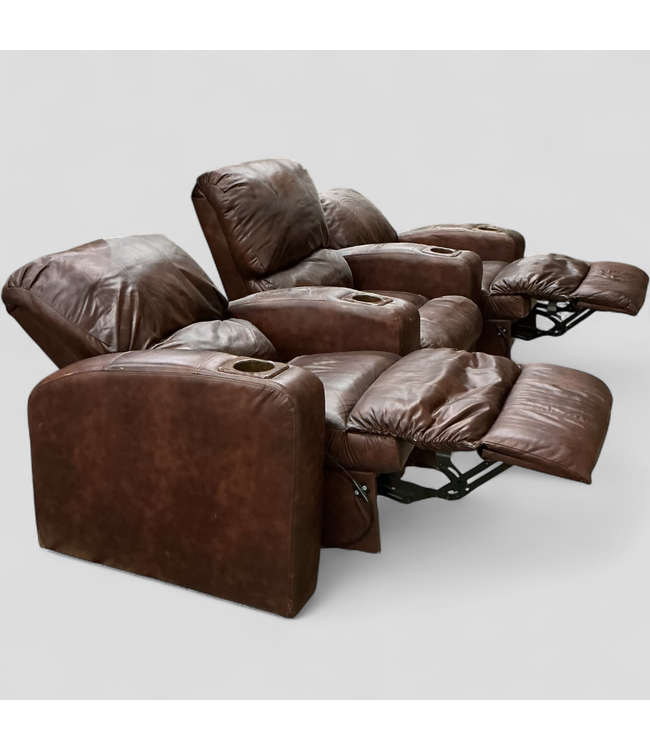 46245 Sepia 3-Seater Recliner Chairs with Cup Holders