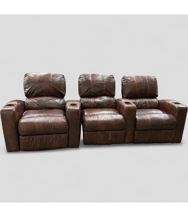 46245 Sepia 3-Seater Recliner Chairs with Cup Holders