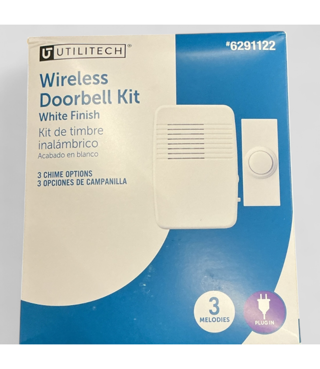 46521 Utilitech Wireless Doorbell Kit – White Finish