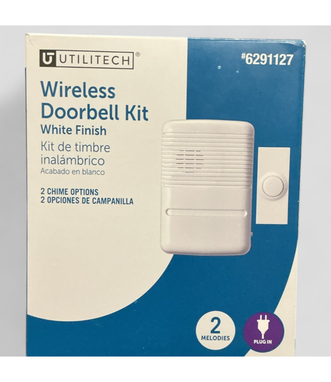 46522 Utilitech Wireless Doorbell Kit – White Finish