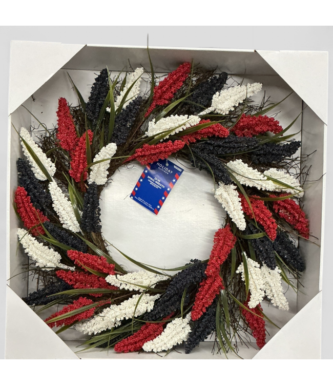 46564 Holiday Living Plastic Berries Patriotic Wreath