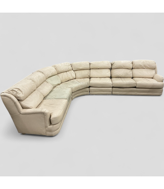 46662 Genuine Top Grain Beige Leather 4-Piece Sectional