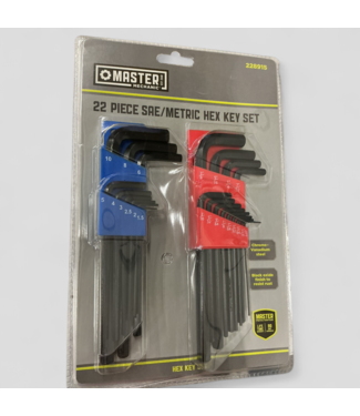 46711 Master Mechanic 22 Piece SAE/Metric Hex Key Set