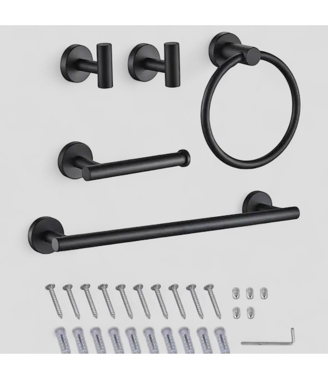 46930 Forious Stainless Black Bathroom Hardware Set 5-pc