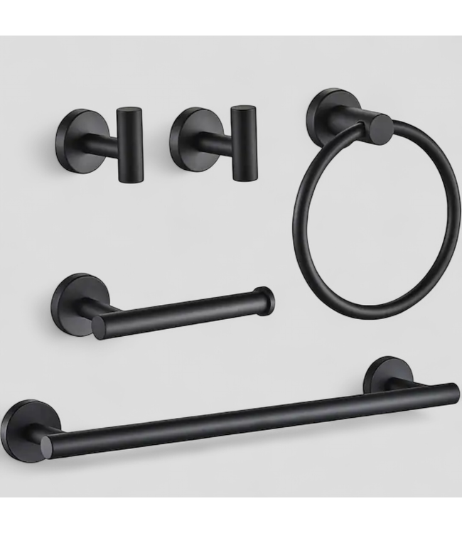 46930 Forious Stainless Black Bathroom Hardware Set 5-pc