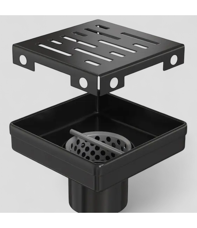 47013 Hydrowave Black Stainless Steel Square Shower Drain