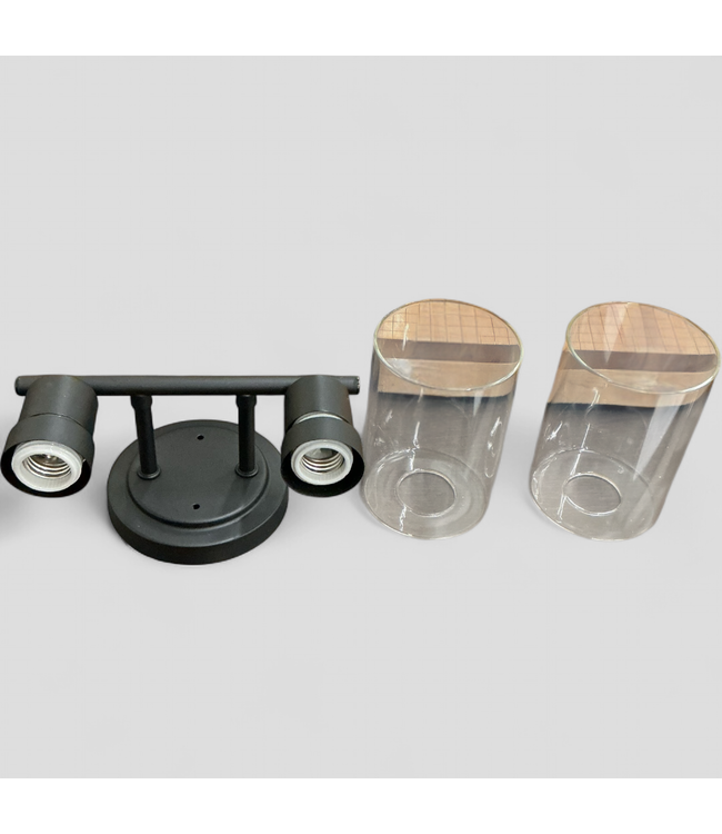 47100 Hukoro 2-Light Matte Black Vanity Light