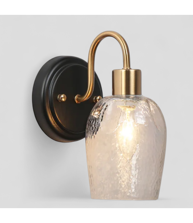 47122 Zevni Lighting 1 -Light Matte Black/Brass  Wall Sconce