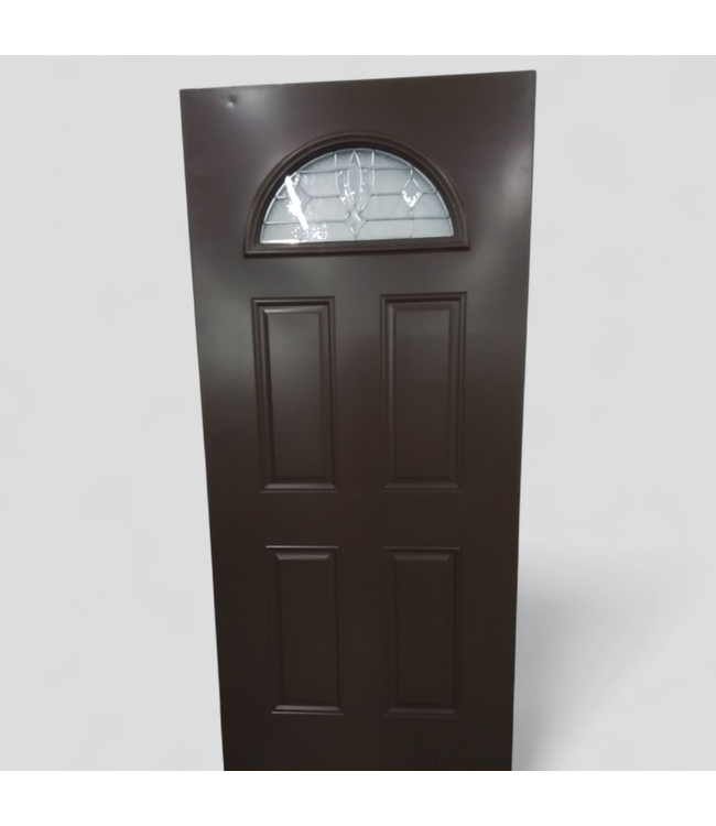 47130 Brown Entryway Door with Arch Window 36"W x 79"H