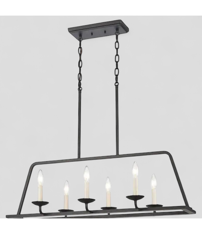 47257 Allen+Roth 6-Light Matte Black Chandelier