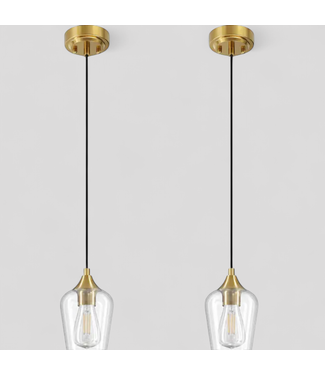 47437 CO-Z 2-Light Brushed Gold Mini Pendant Lights 2-pk