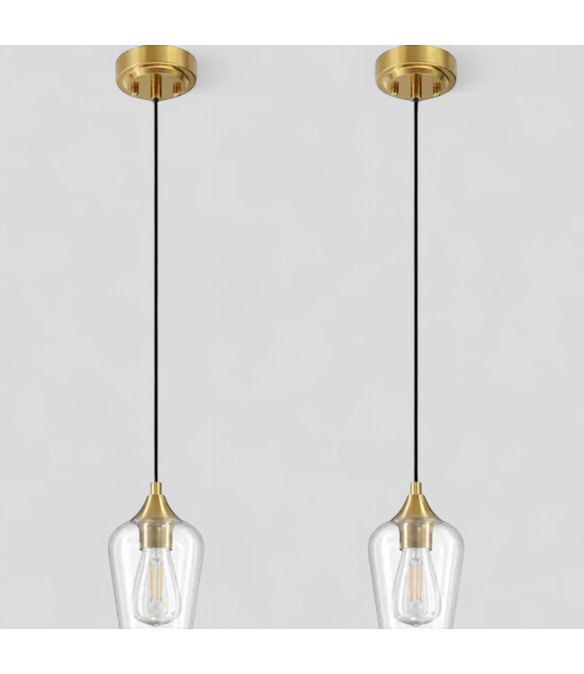 47437 CO-Z 2-Light Brushed Gold Mini Pendant Lights 2-pk