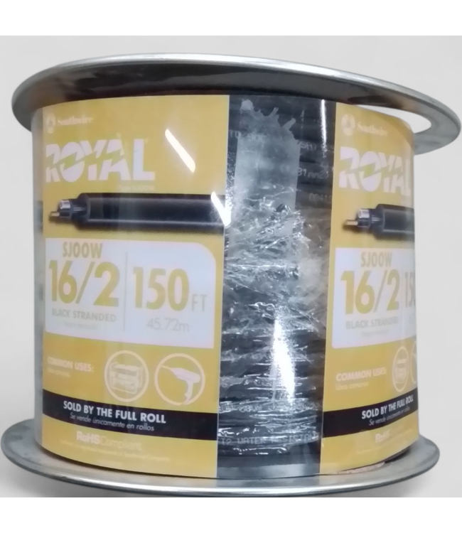 47513 Southwire 16/2 Black Stranded Cord - 150 ft