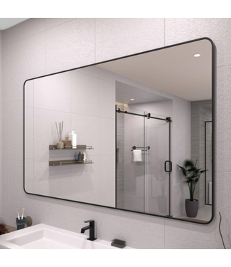 47606 TaiMei Black Framed Bathroom Wall Mirror 60" x 36"