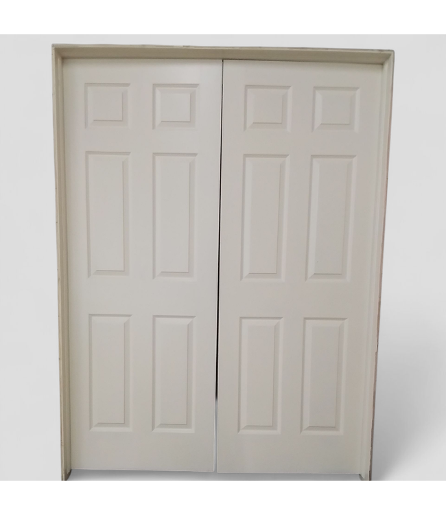 47620 White 6-Panel Interior Double Doors 61.25"W