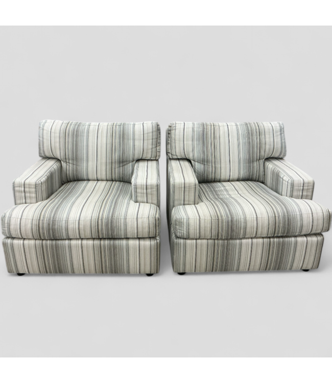 47703 Plush Coastal Stripped Chairs Set of 2