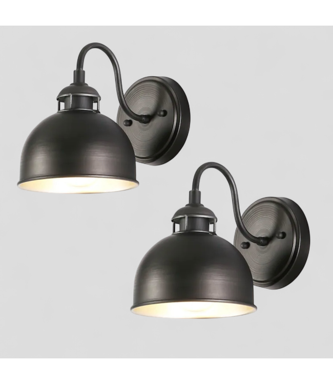 47735 LNC Donnish Brushed Black Wall Sconce 2-pack