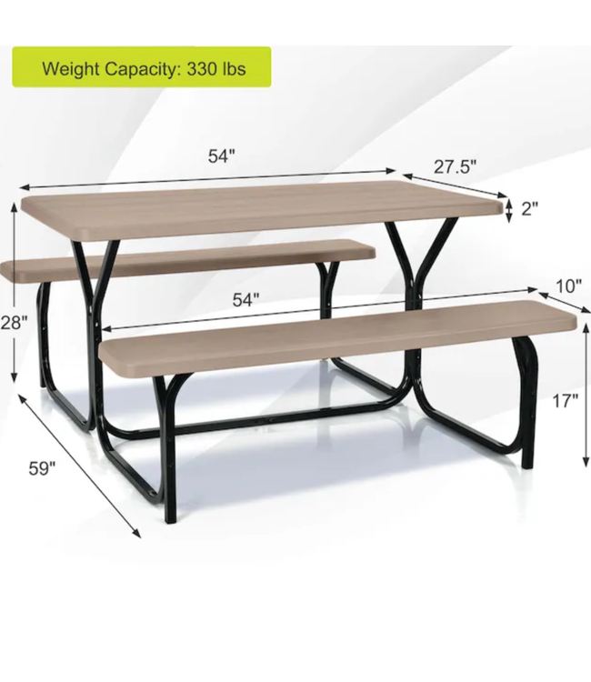 47758 Costway Rectangle Outdoor Dining Table