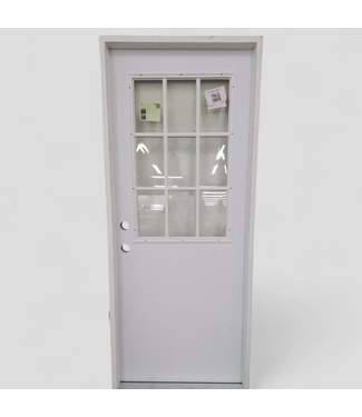 47780 Prehung 1/2 Lite 9 Grid Steel Front Door 32" x 80"