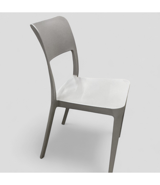 47924 Gray Plastic Open Back Chairs Set of 2