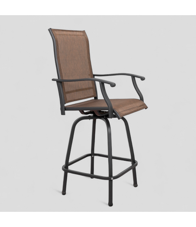 48070 Nuu Garden Brown Patio Swivel Bar Chairs Set of 2