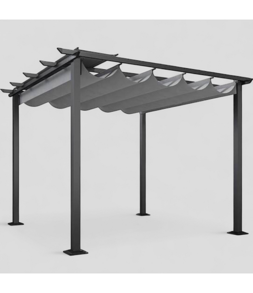 48089 Egeroslife Black & Gray  Pergola with Canopy 10' x 10'