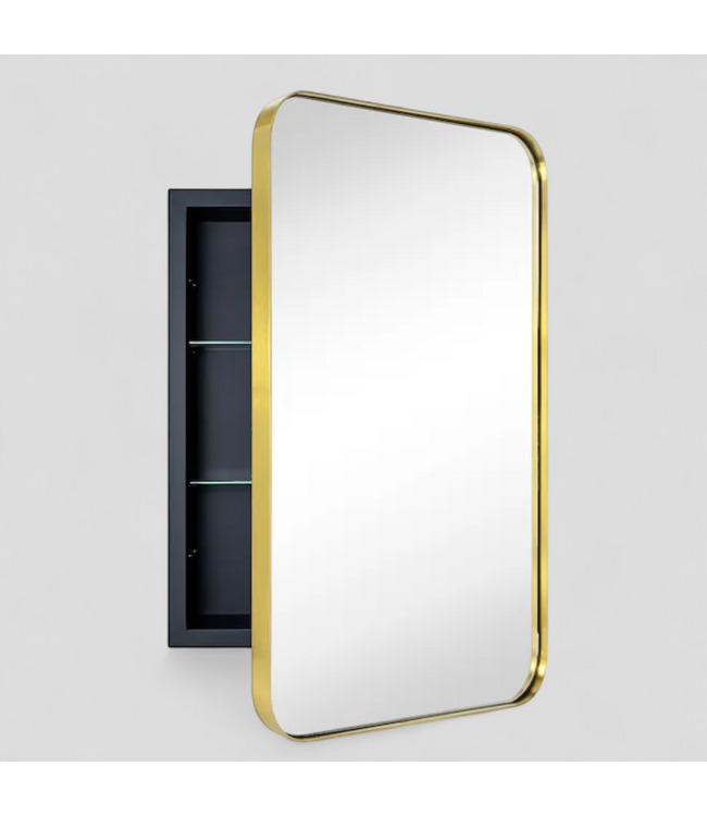 48114 Eghome Recessed Gold Medicine Cabinet 16"W