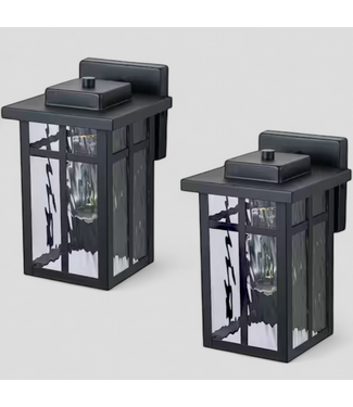 48126 CCattleya Black Outdoor Wall Lanterns 2-pk