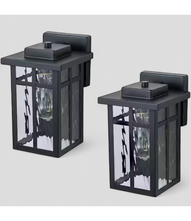 48126 CCattleya Black Outdoor Wall Lanterns 2-pk
