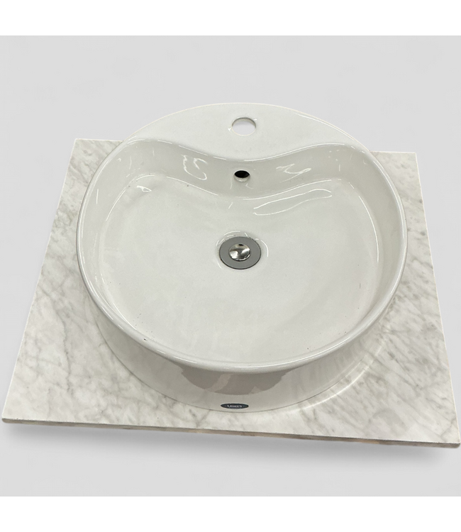 48161 White Round Vessel Sink 18"