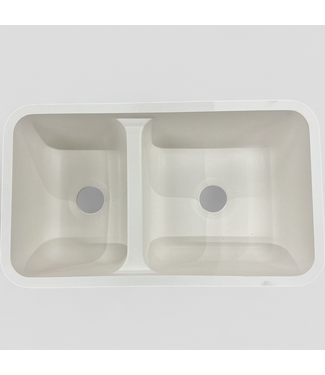 48172 Wilsonart Linen White Offset Double Kitchen Sink